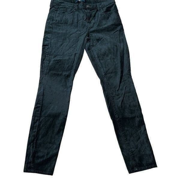 7 FOR ALL MANKIND SFAM Velour Velvet Dark Teal Ankle Cropped Stretchy Skinny Jea - Thumbnail 5