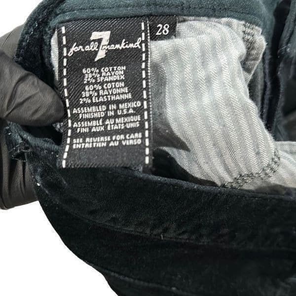 7 FOR ALL MANKIND SFAM Velour Velvet Dark Teal Ankle Cropped Stretchy Skinny Jea - Thumbnail 6