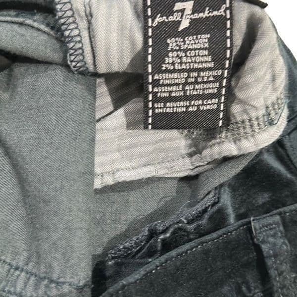 7 FOR ALL MANKIND SFAM Velour Velvet Dark Teal Ankle Cropped Stretchy Skinny Jea - Thumbnail 4