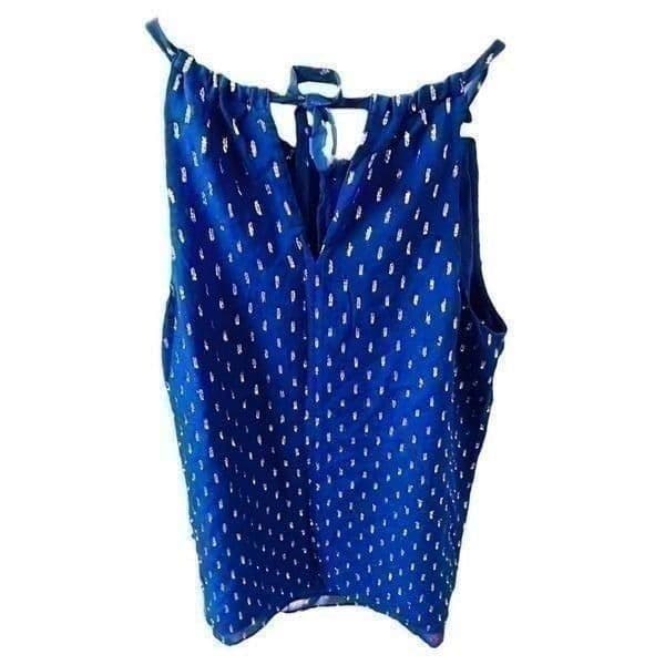LILLY PULITZER Skylar Top Blue Spectrum Tybee Metallic Clip Dot Tank Top Size Sm - Image 1