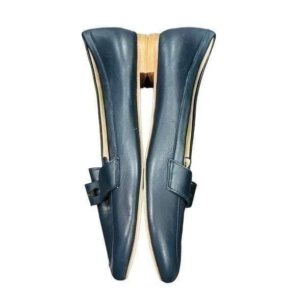 TALBOTS NWOT Navy Blue Leather Ryan Becca Penny Loafer Flats Shoes $119 Retail S - Thumbnail 2