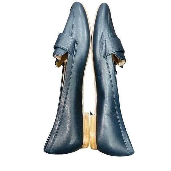 TALBOTS NWOT Navy Blue Leather Ryan Becca Penny Loafer Flats Shoes $119 Retail S - Thumbnail 6