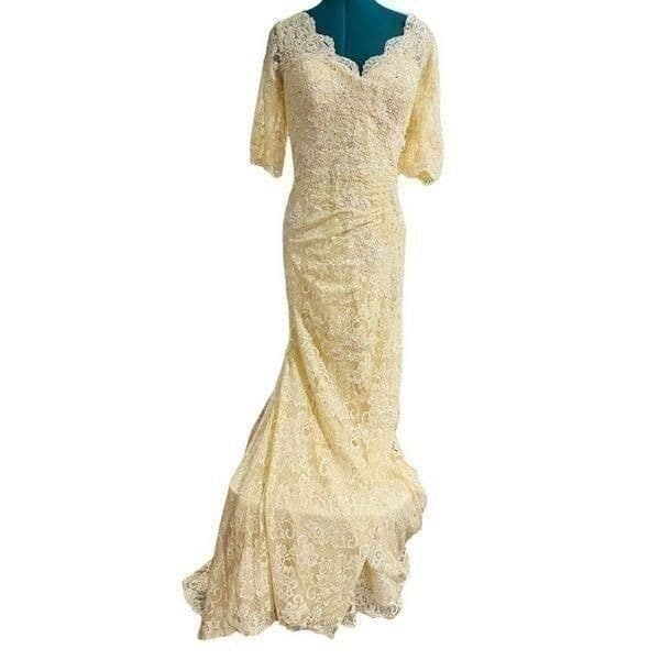 MADELINE GARDNER WEDDING DRESS MGNY BY MORILEE Allover Stretch Lace Crystal Cavi - Thumbnail 4