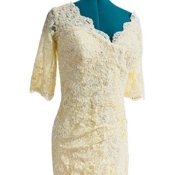 MADELINE GARDNER WEDDING DRESS MGNY BY MORILEE Allover Stretch Lace Crystal Cavi - Thumbnail 6