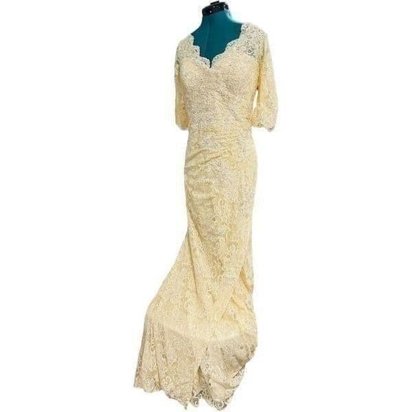 MADELINE GARDNER WEDDING DRESS MGNY BY MORILEE Allover Stretch Lace Crystal Cavi - Thumbnail 3