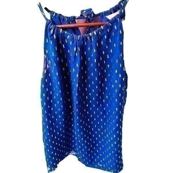 LILLY PULITZER Skylar Top Blue Spectrum Tybee Metallic Clip Dot Tank Top Size Sm - Thumbnail 2
