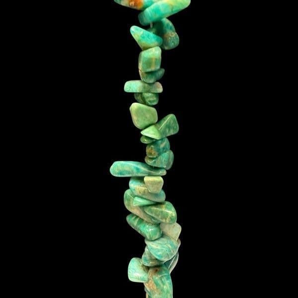 AMAZONITE Vintage Gemstone Long Green Blue Genuine Stone Necklace Similar to Tur - Thumbnail 4