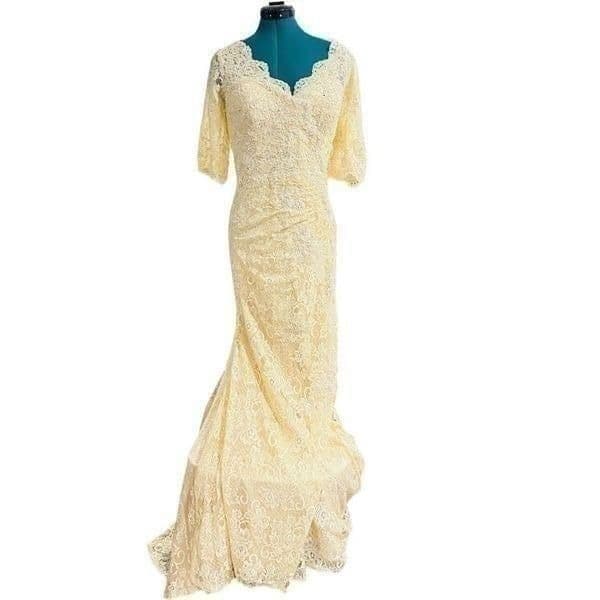 MADELINE GARDNER WEDDING DRESS MGNY BY MORILEE Allover Stretch Lace Crystal Cavi - Thumbnail 2