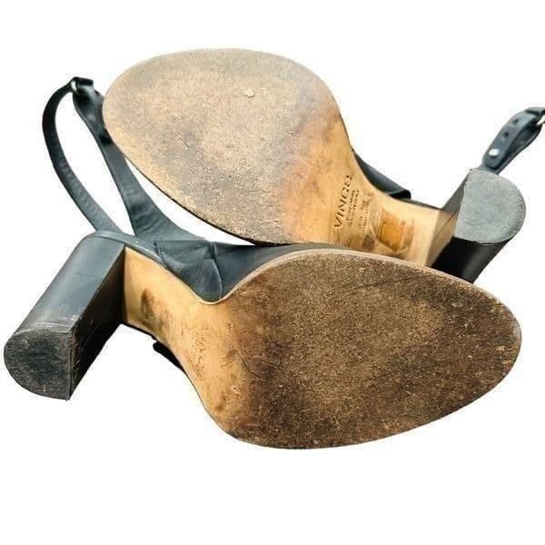 VINCE Joanna Leather Ankle Strap Wrap Cutout Block High Heel Booties Moto Shoes - Thumbnail 3