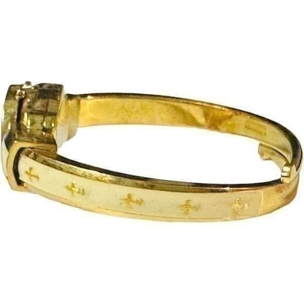 GRUEN Gosen Swiss Vintage Gold Plated Enamel Fleur De Lis Mechanical Manual Wind - Thumbnail 5