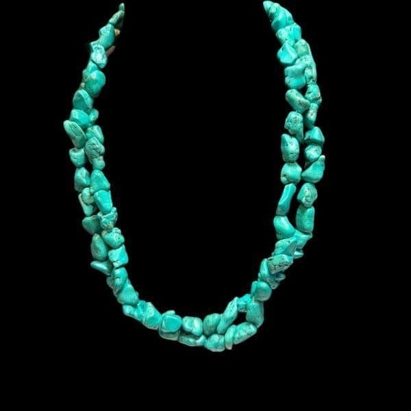 TURQUOISE Sterling Silver Double Strand 1/2”-3/4” Genuine Navajo American Indian - Thumbnail 3