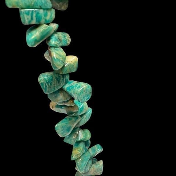 AMAZONITE Vintage Gemstone Long Green Blue Genuine Stone Necklace Similar to Tur - Thumbnail 5