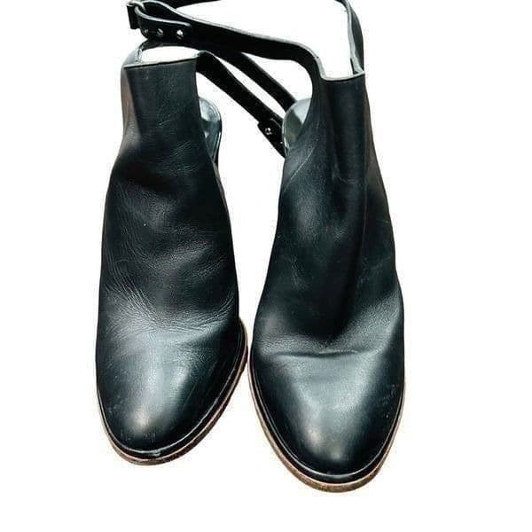 VINCE Joanna Leather Ankle Strap Wrap Cutout Block High Heel Booties Moto Shoes - Thumbnail 4