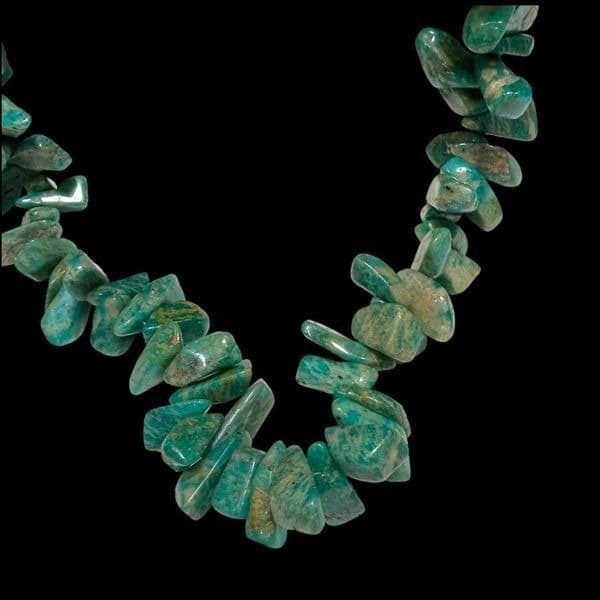 AMAZONITE Vintage Gemstone Long Green Blue Genuine Stone Necklace Similar to Tur - Thumbnail 6