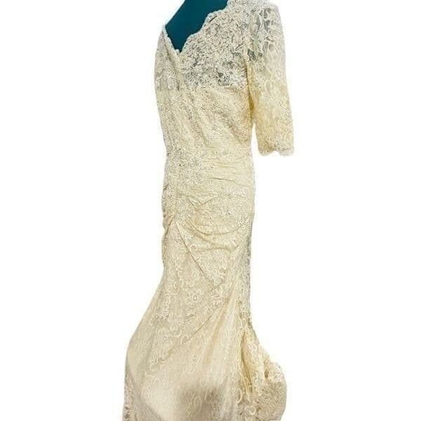 MADELINE GARDNER WEDDING DRESS MGNY BY MORILEE Allover Stretch Lace Crystal Cavi - Thumbnail 11