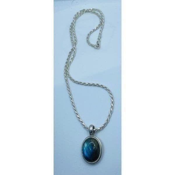 Beautiful Labradorite pendant and sterling silver 20” rope chain necklace - Thumbnail 6