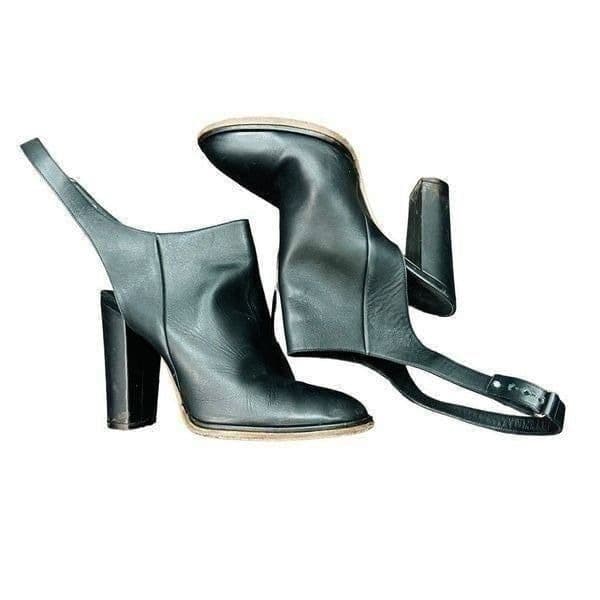 VINCE Joanna Leather Ankle Strap Wrap Cutout Block High Heel Booties Moto Shoes - Image 1