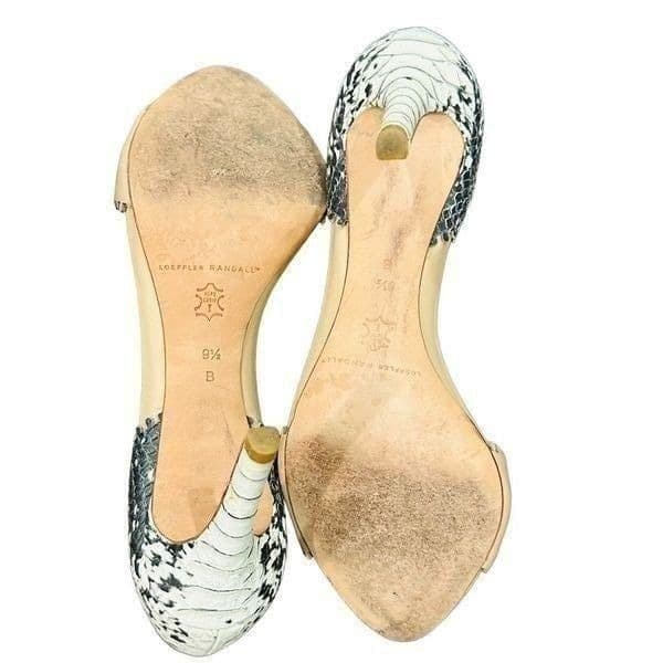 LOEFFLER RANDALL EUC Leora Leather Embossed d'Orsay Sandal High Heel Shoes Snake - Thumbnail 6