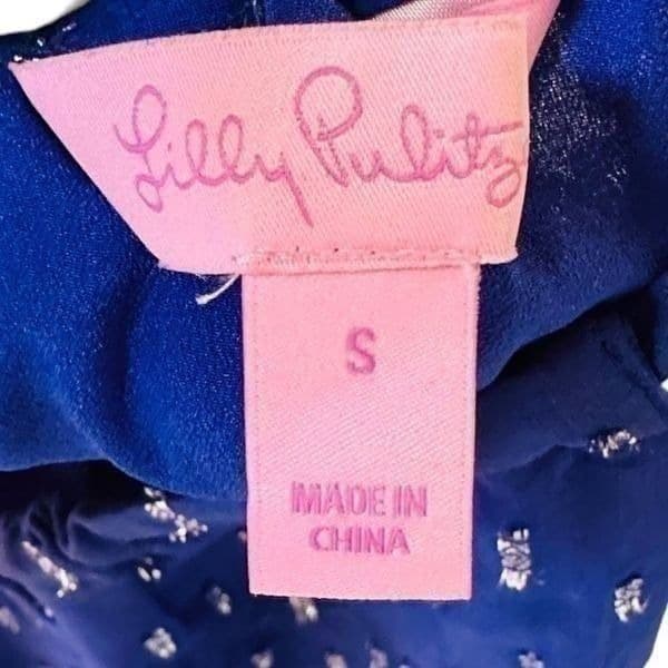 LILLY PULITZER Skylar Top Blue Spectrum Tybee Metallic Clip Dot Tank Top Size Sm - Thumbnail 3