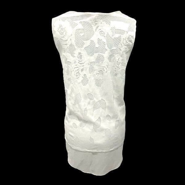 Jennie & Marlis White Lacy Mesh fully Lined Sleevless Summer Top Sz Medium - Thumbnail 3