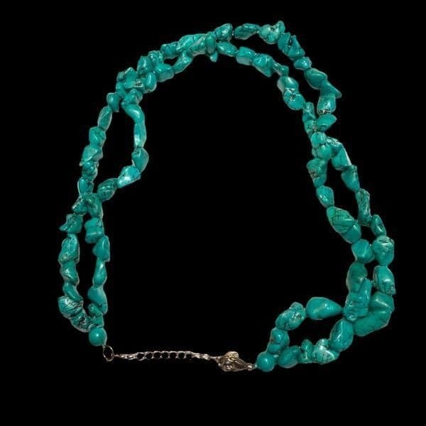 TURQUOISE Sterling Silver Double Strand 1/2”-3/4” Genuine Navajo American Indian - Thumbnail 7