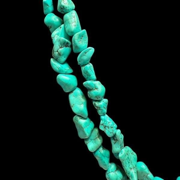 TURQUOISE Sterling Silver Double Strand 1/2”-3/4” Genuine Navajo American Indian - Thumbnail 5