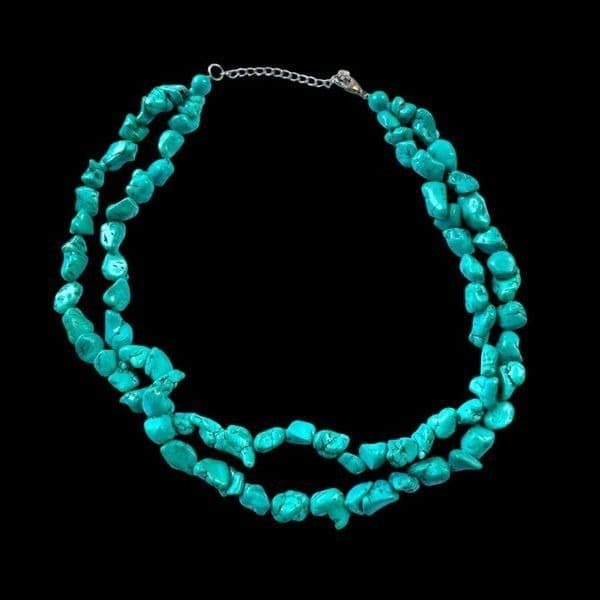 TURQUOISE Sterling Silver Double Strand 1/2”-3/4” Genuine Navajo American Indian - Image 1