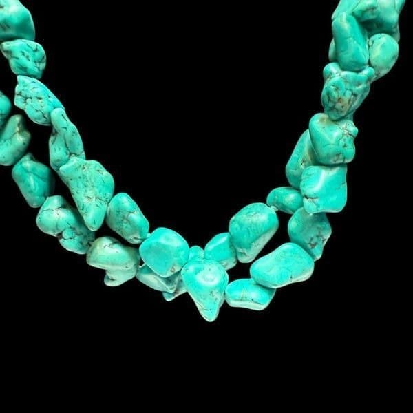 TURQUOISE Sterling Silver Double Strand 1/2”-3/4” Genuine Navajo American Indian - Thumbnail 6