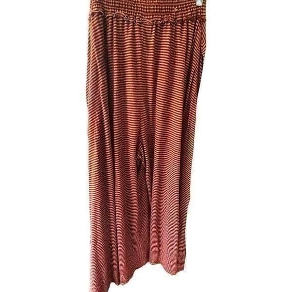 FREE PEOPLE BEACH Striped Linen Cotton Blend Super Comfy Wide Leg Palazzo Pant W - Thumbnail 2