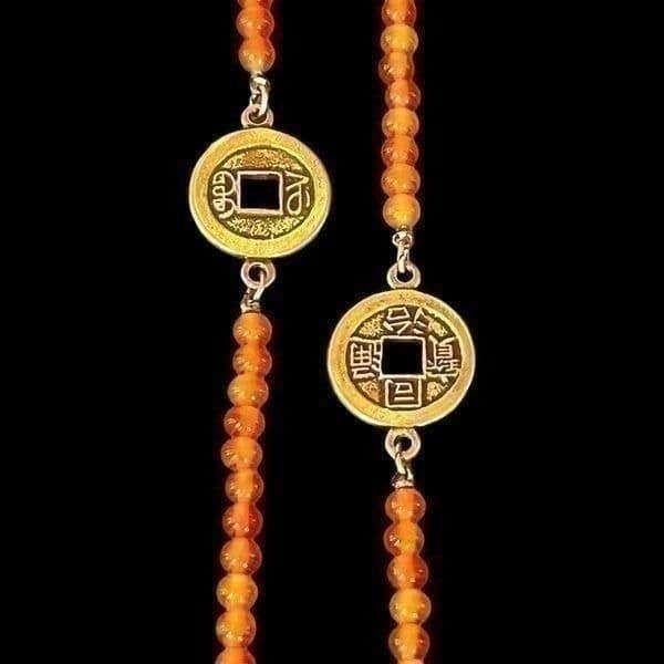 Vintage Anne Klein for Accessocraft Orange and Goldtone Necklace - Thumbnail 3