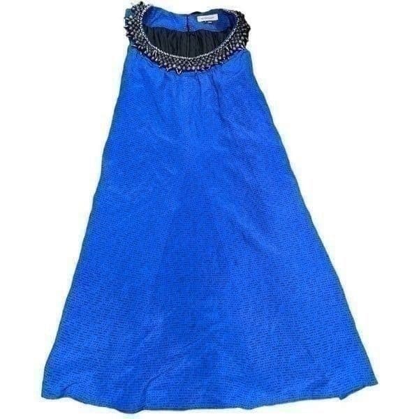 GRYPHON x ANTHROPOLOGIE 100% Silk A-line Dress Beaded Neckline Fully Lined Size - Thumbnail 2