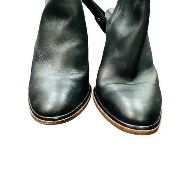 VINCE Joanna Leather Ankle Strap Wrap Cutout Block High Heel Booties Moto Shoes - Thumbnail 6