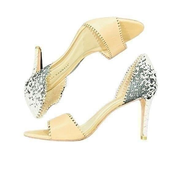 LOEFFLER RANDALL EUC Leora Leather Embossed d'Orsay Sandal High Heel Shoes Snake - Image 1