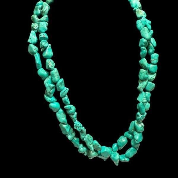 TURQUOISE Sterling Silver Double Strand 1/2”-3/4” Genuine Navajo American Indian - Thumbnail 4