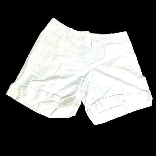 BANANA REPUBLIC Martin Fit White Cuffed Linen and Cotton Shorts Size 2 - Image 1