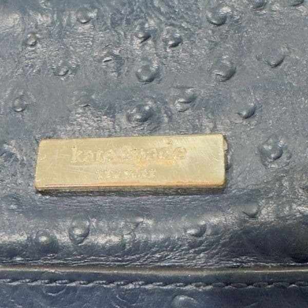 KATE SPADE Navy Blue Large Ostrich Embossed Leather Tote Bag Purse EUC - Thumbnail 4