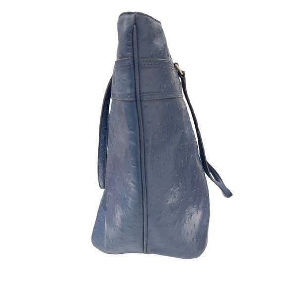 KATE SPADE Navy Blue Large Ostrich Embossed Leather Tote Bag Purse EUC - Thumbnail 7