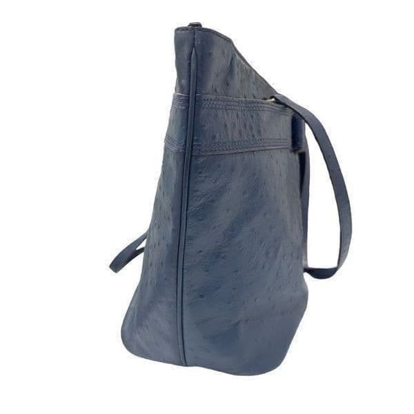 KATE SPADE Navy Blue Large Ostrich Embossed Leather Tote Bag Purse EUC - Thumbnail 9