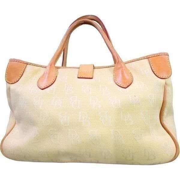 DOONEY & BOURKE Vintage Yellow Monogram Y2K Canvas Leather Made In the USA Satch - Thumbnail 2