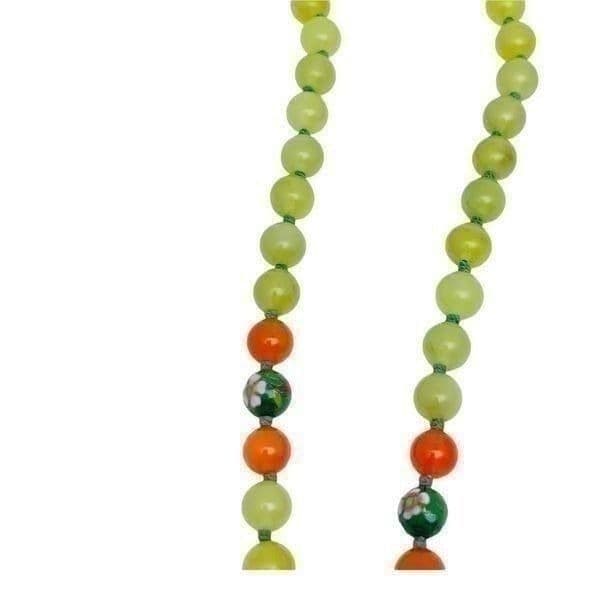 Genuine Chinese Jade Cloisonné Sterling Silver Hand Knotted Silk Cord Necklace - Thumbnail 4