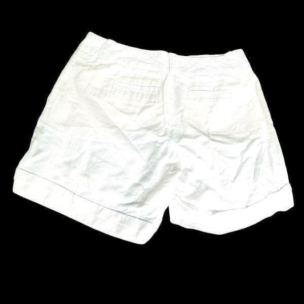BANANA REPUBLIC Martin Fit White Cuffed Linen and Cotton Shorts Size 2 - Thumbnail 2