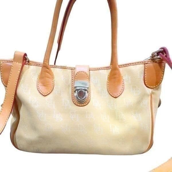 DOONEY & BOURKE Vintage Yellow Monogram Y2K Canvas Leather Made In the USA Satch - Image 1