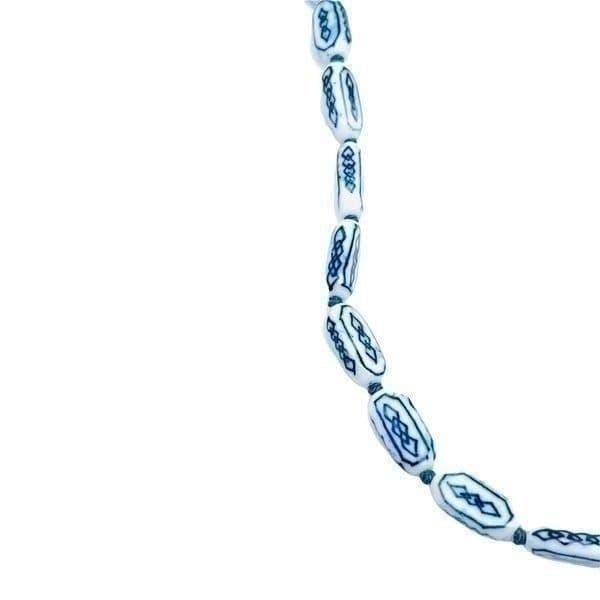 Antique Chinese Porcelain Silver Necklace on Double Hand Knotted Silk - Thumbnail 5