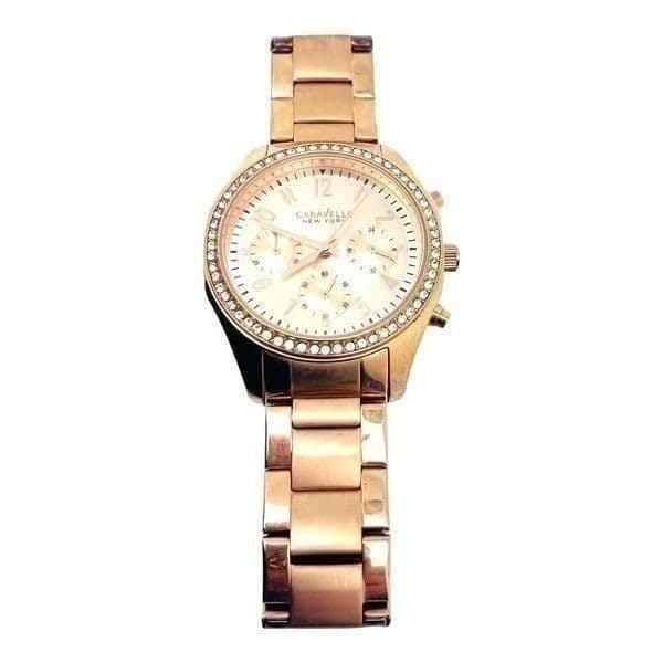 Caravelle Womens Rose Gold Finish Chronograph Watch