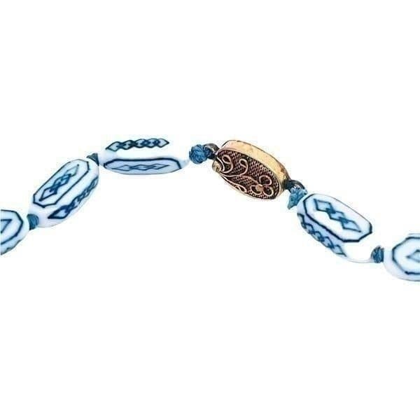 Antique Chinese Porcelain Silver Necklace on Double Hand Knotted Silk - Thumbnail 7