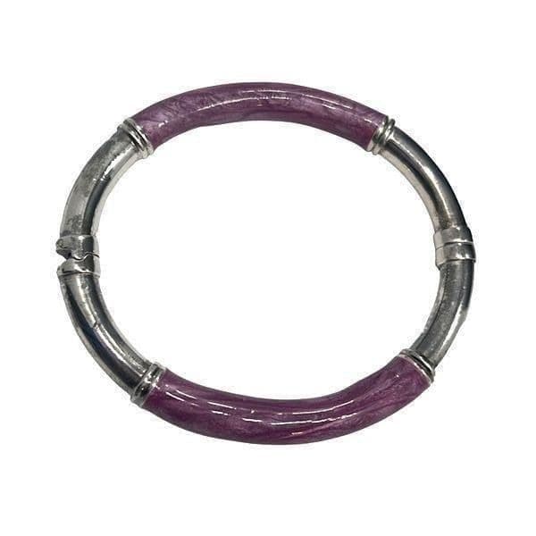 Vintage Milor Italy Sterling Silver and Purple Enamel Bangle Bracelet - Thumbnail 5