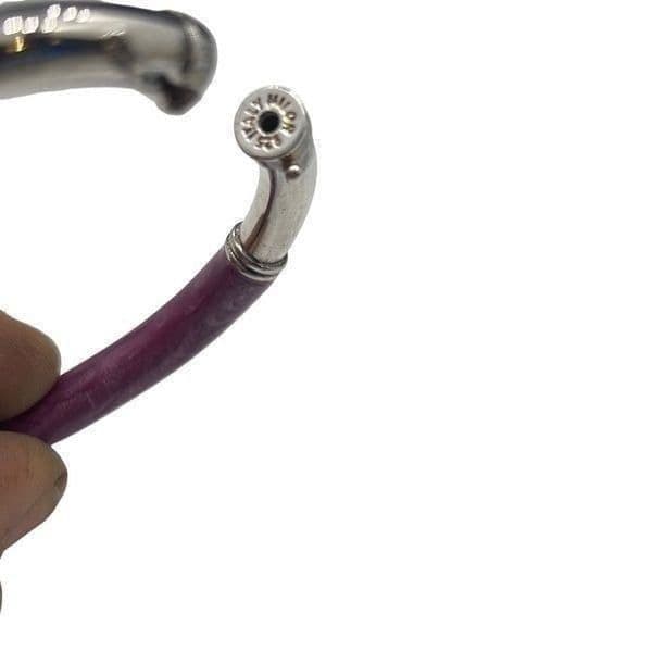Vintage Milor Italy Sterling Silver and Purple Enamel Bangle Bracelet - Thumbnail 2