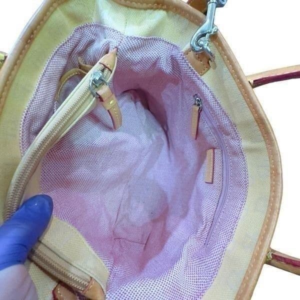 DOONEY & BOURKE Vintage Yellow Monogram Y2K Canvas Leather Made In the USA Satch - Thumbnail 9