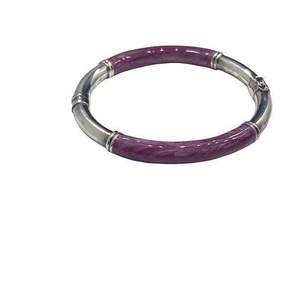 Vintage Milor Italy Sterling Silver and Purple Enamel Bangle Bracelet - Thumbnail 6