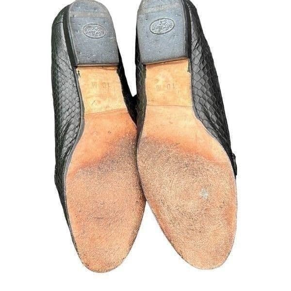 BALLY Crocodile Leather Vintage Slip On Loafers Dress Shoes w/ Gold Chain Detail - Thumbnail 4